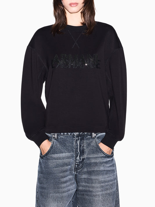 Armani Exchange Felpa Girocollo Donna Nero