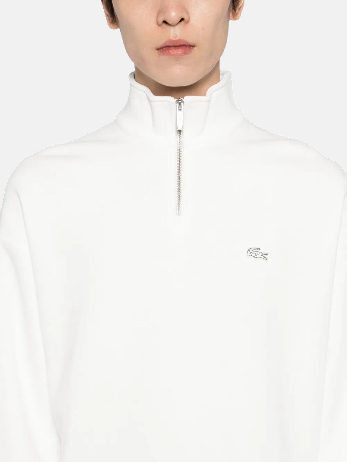 Lacoste Felpa con Zip Uomo Bianco