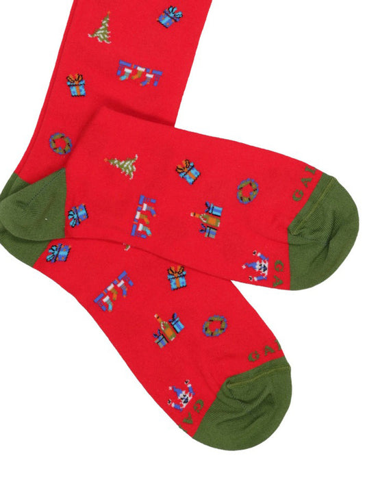 Calzini Uomo Lungo Fantasia Rosso