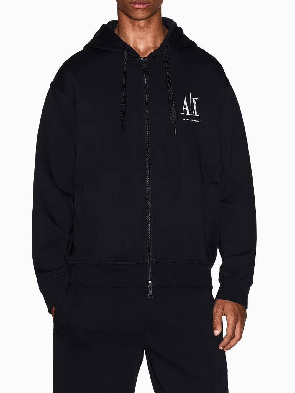 Felpa con Zip Uomo Nero