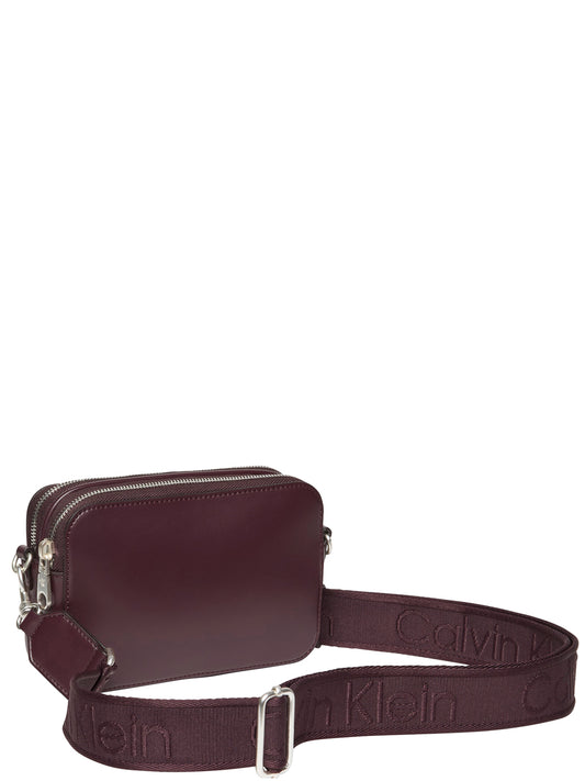 Calvin Klein Borsa a Spalla Donna Double Strap Camera Bag Bordeaux