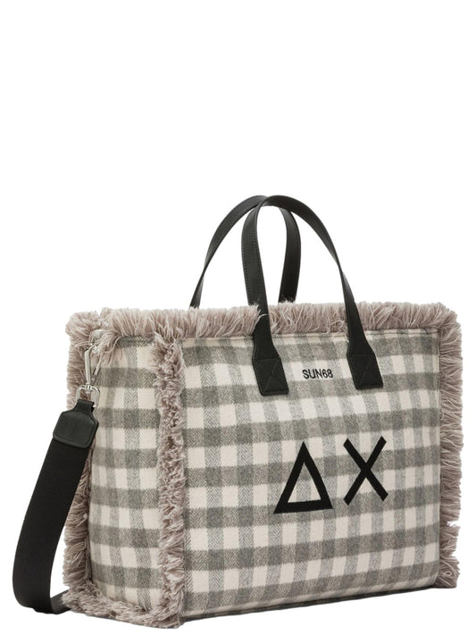 Sun68 Borsa a Mano Donna Cali Tartan Grigio