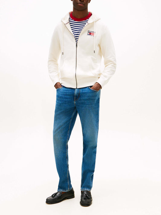 Tommy Hilfiger Felpa con Zip Uomo MW0MW39691 Avorio