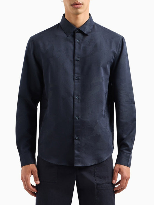 Camicia Casual Uomo Blu