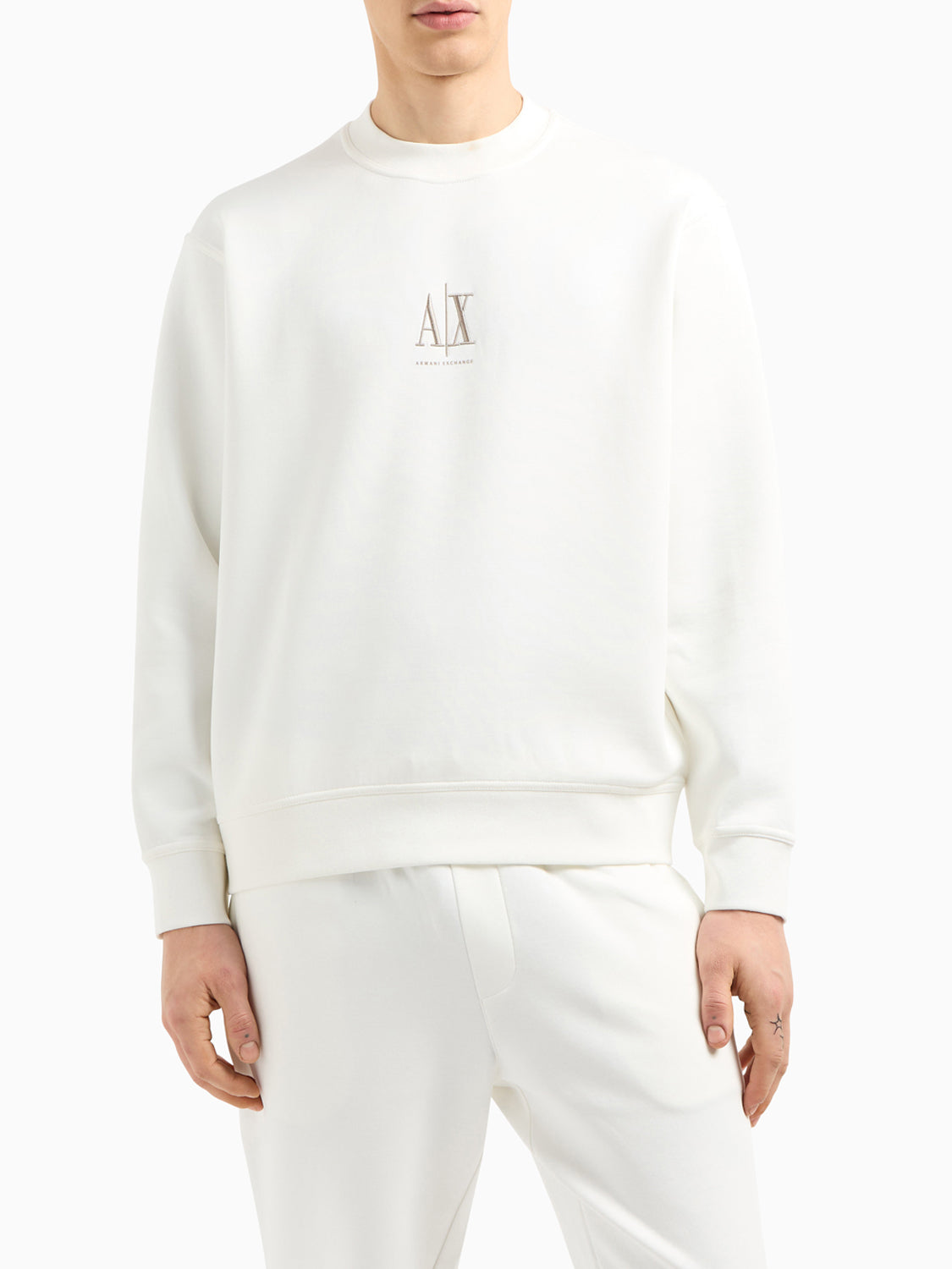 Armani Exchange Felpa Girocollo Uomo Bianco ottico