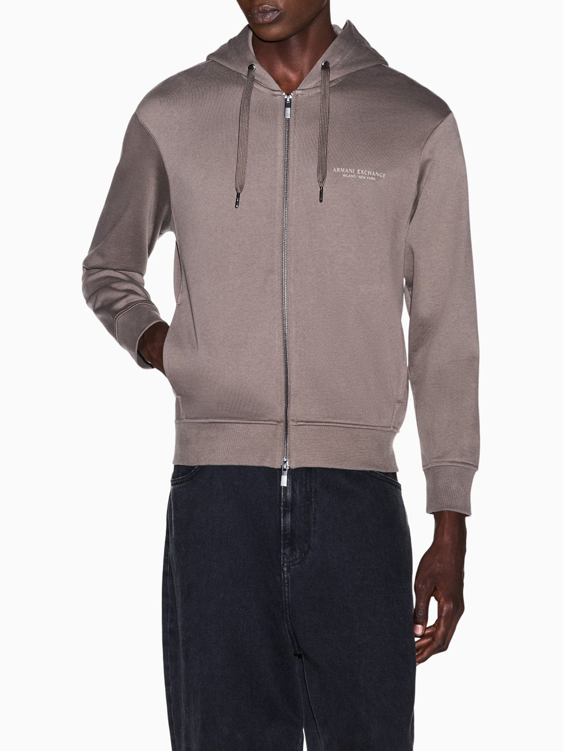Armani Exchange Felpa con Zip Uomo Marrone chiaro