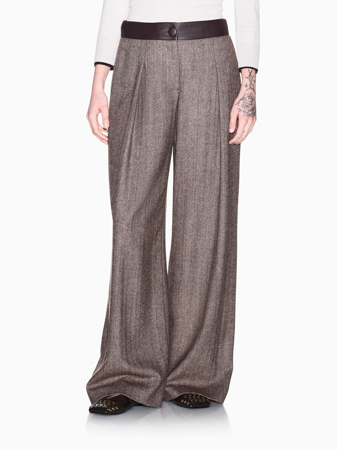 Armani Exchange Pantalone a Zampa Donna Beige scuro