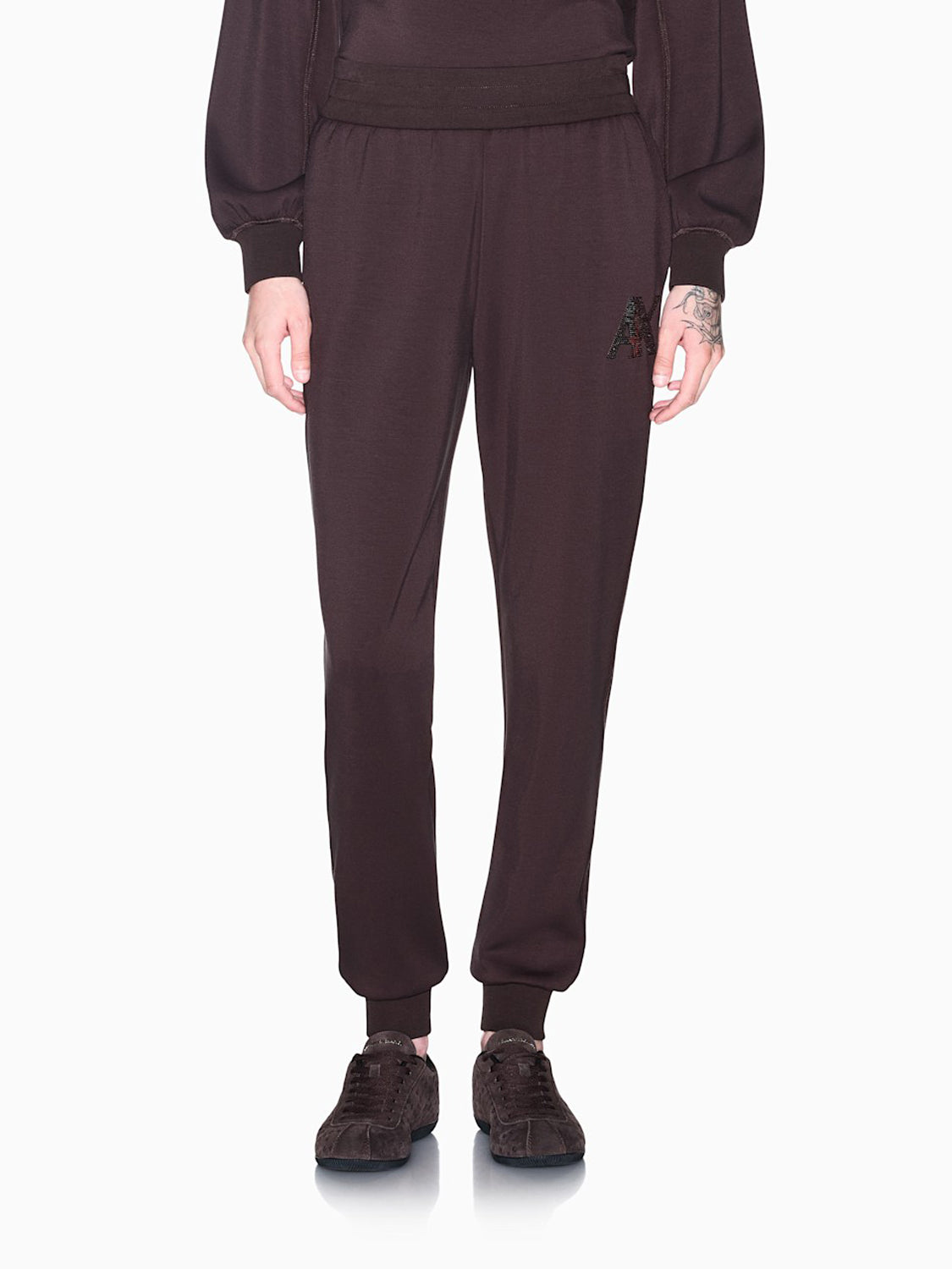 Armani Exchange Pantalone Tuta Donna Marrone