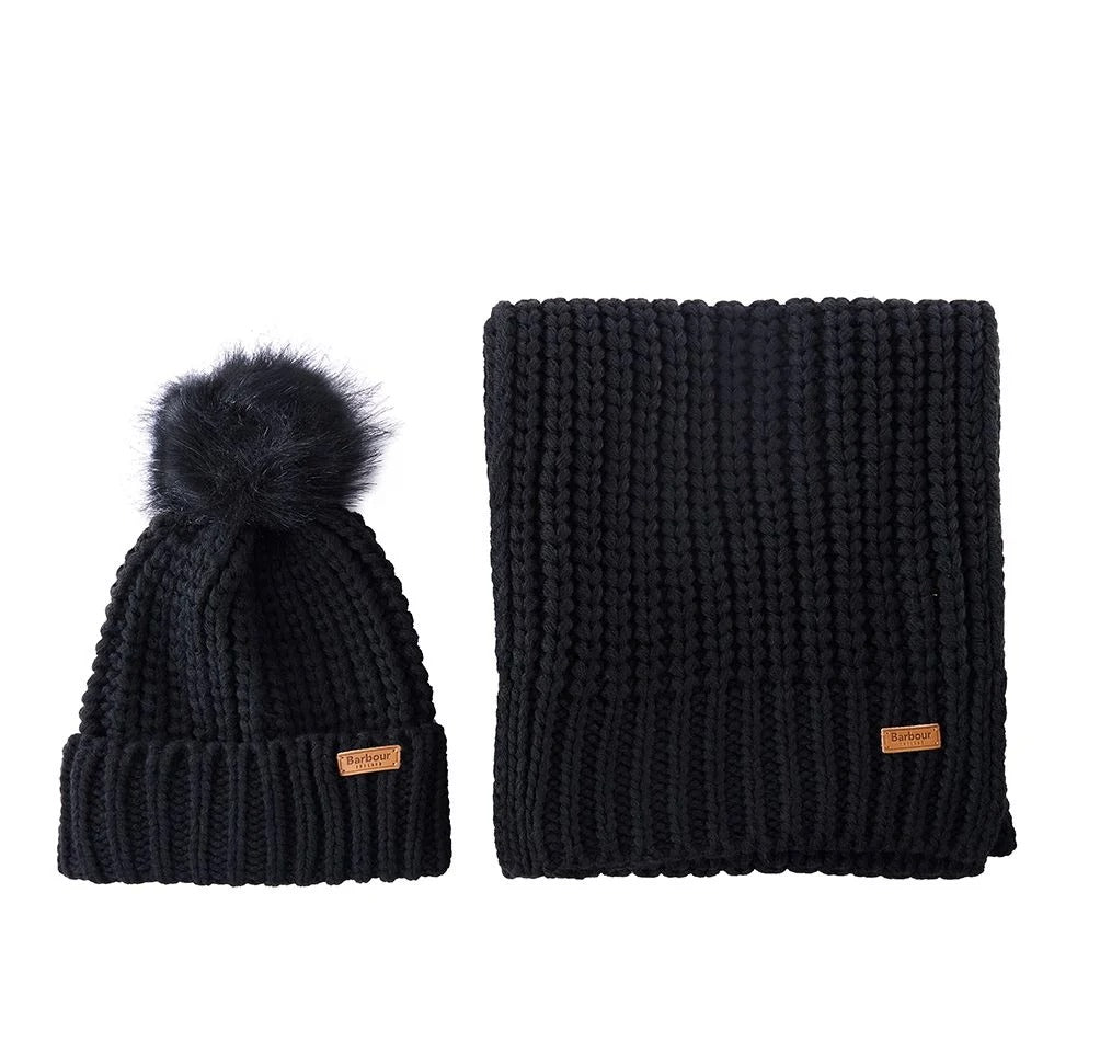 Barbour Sciarpa Donna Saltburn Capp + Sciarpa Nero