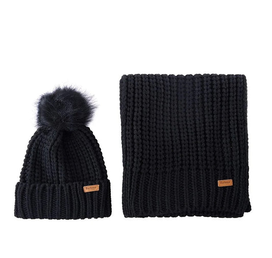 Barbour Sciarpa Donna Saltburn Capp + Sciarpa Nero