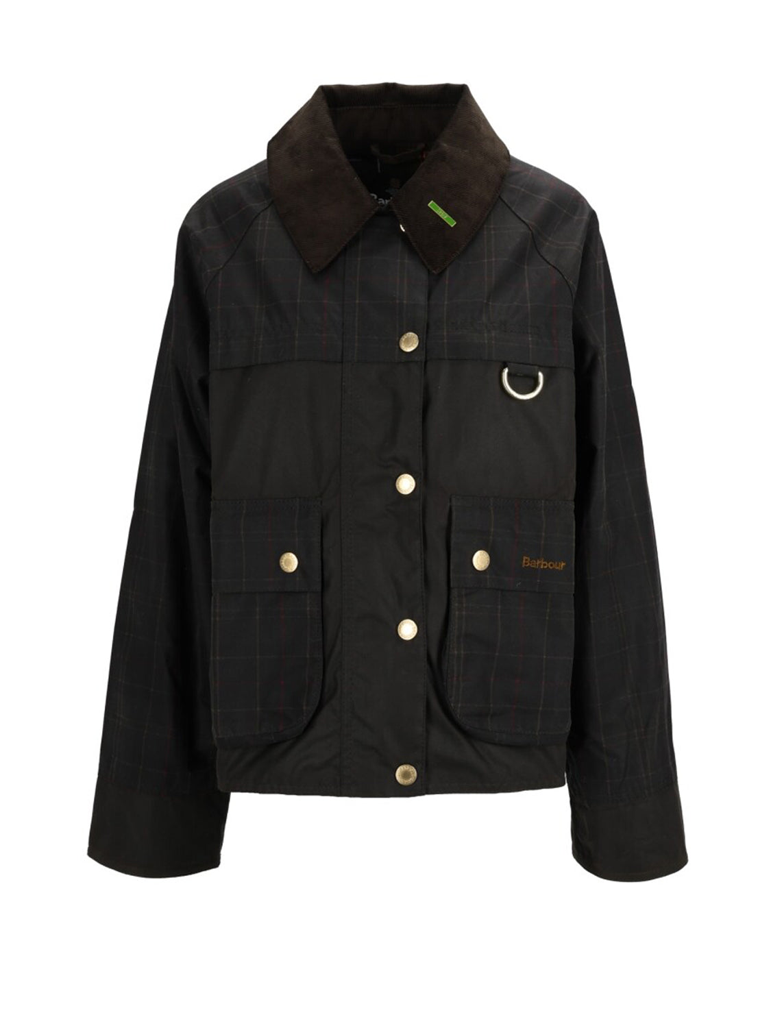 Barbour Giacca Cerata Donna Tartan Spey Olive