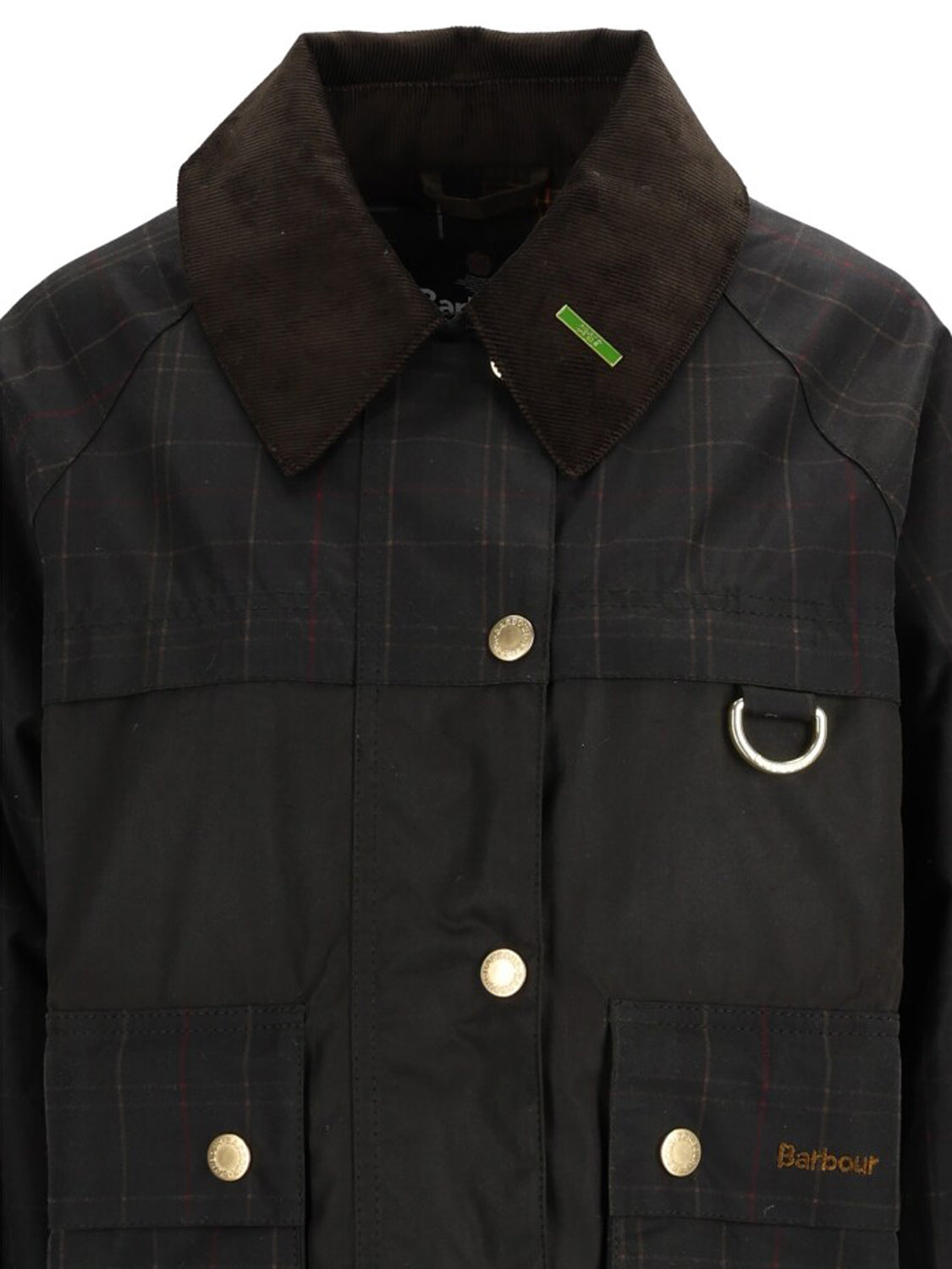 Barbour Giacca Cerata Donna Tartan Spey Olive