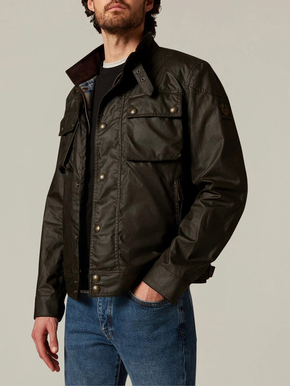 Belstaff Giacca Cerata Uomo Fieldmaster Oliva sbiadita