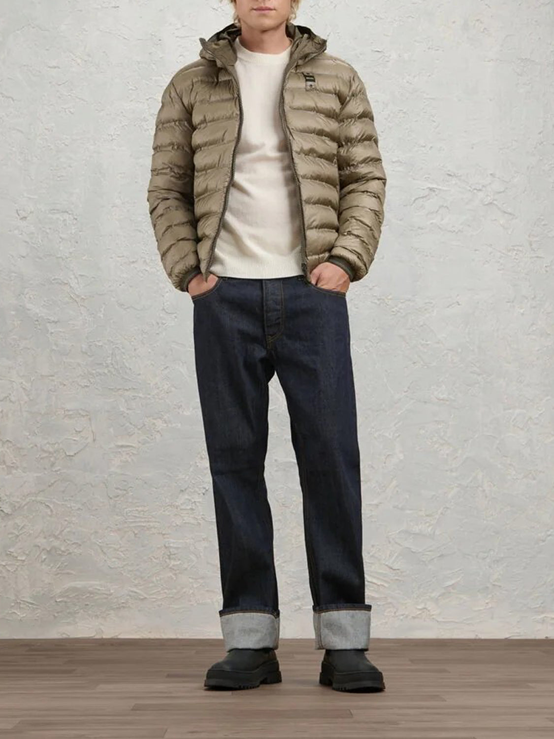 Blauer Giubbotto Imbottito Uomo Donald Oliva Scuro
