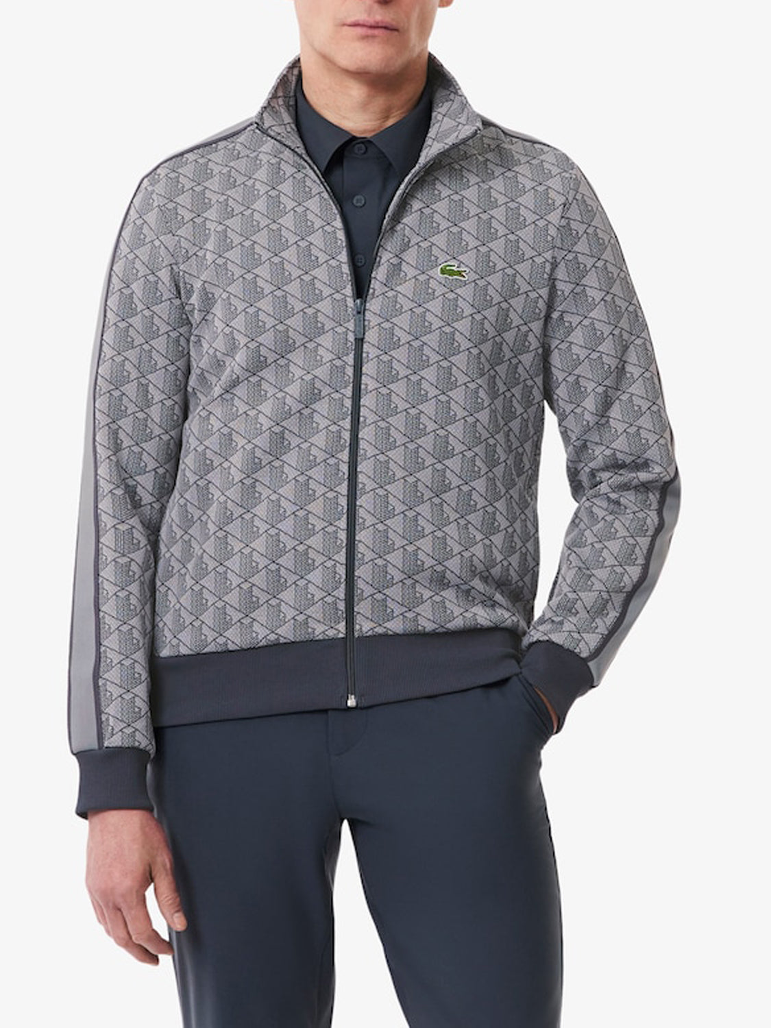 Lacoste Felpa con Zip Uomo Grigio Clair