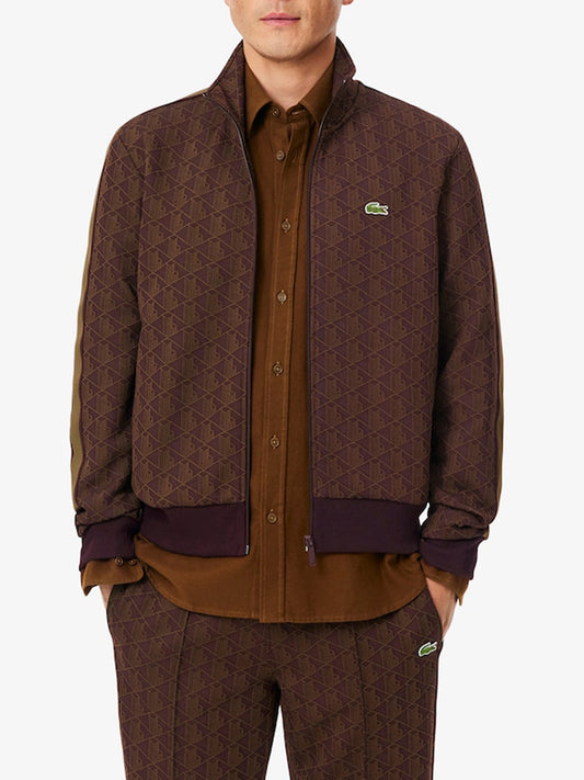 Lacoste Felpa con Zip Uomo Marrone