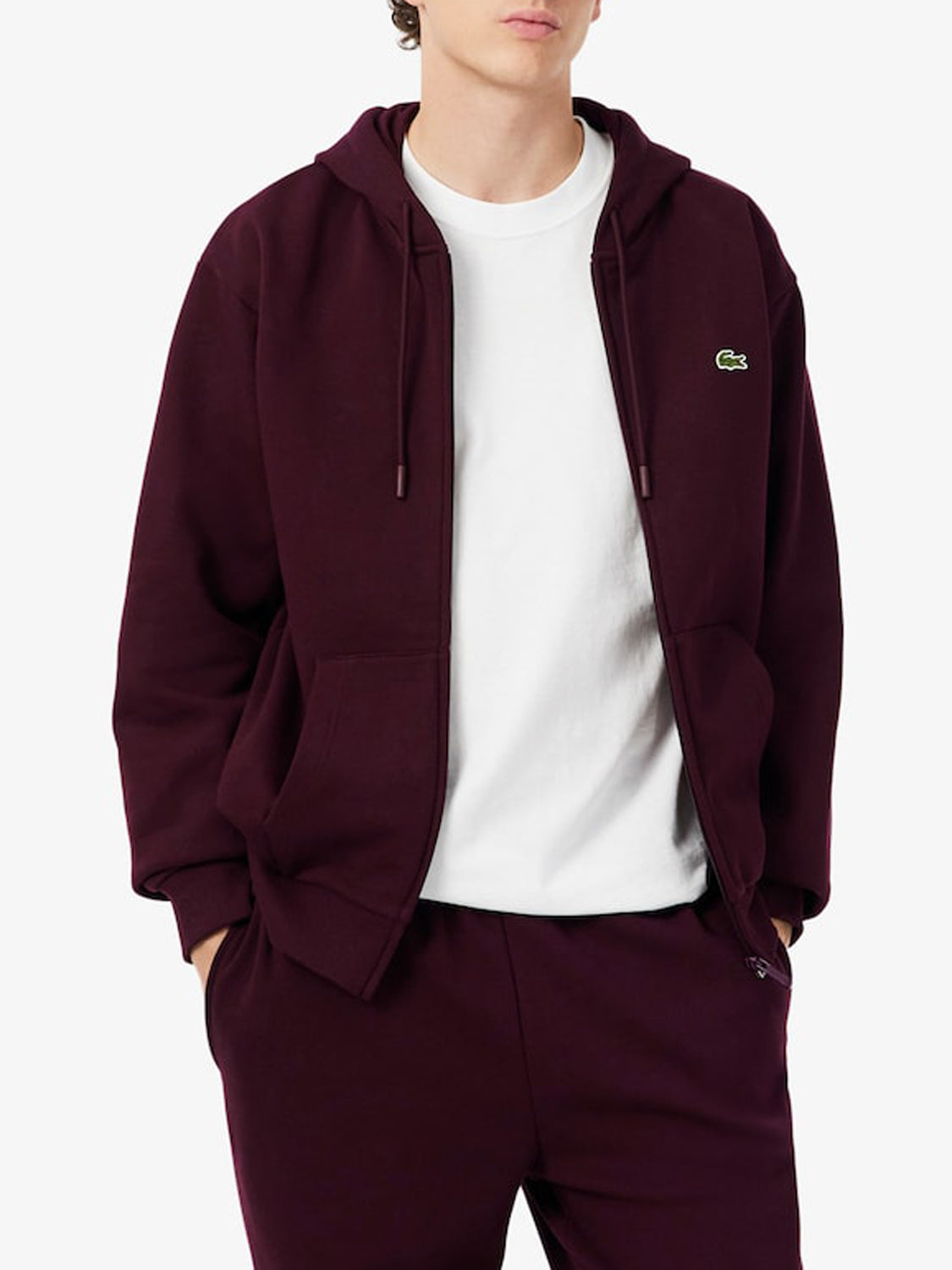 Lacoste Felpa con Zip Uomo Marrone scuro