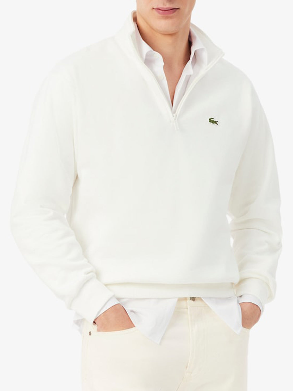 Lacoste Felpa con Zip Uomo Bianco