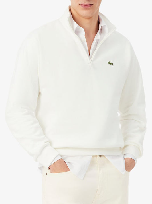 Lacoste Felpa con Zip Uomo Bianco