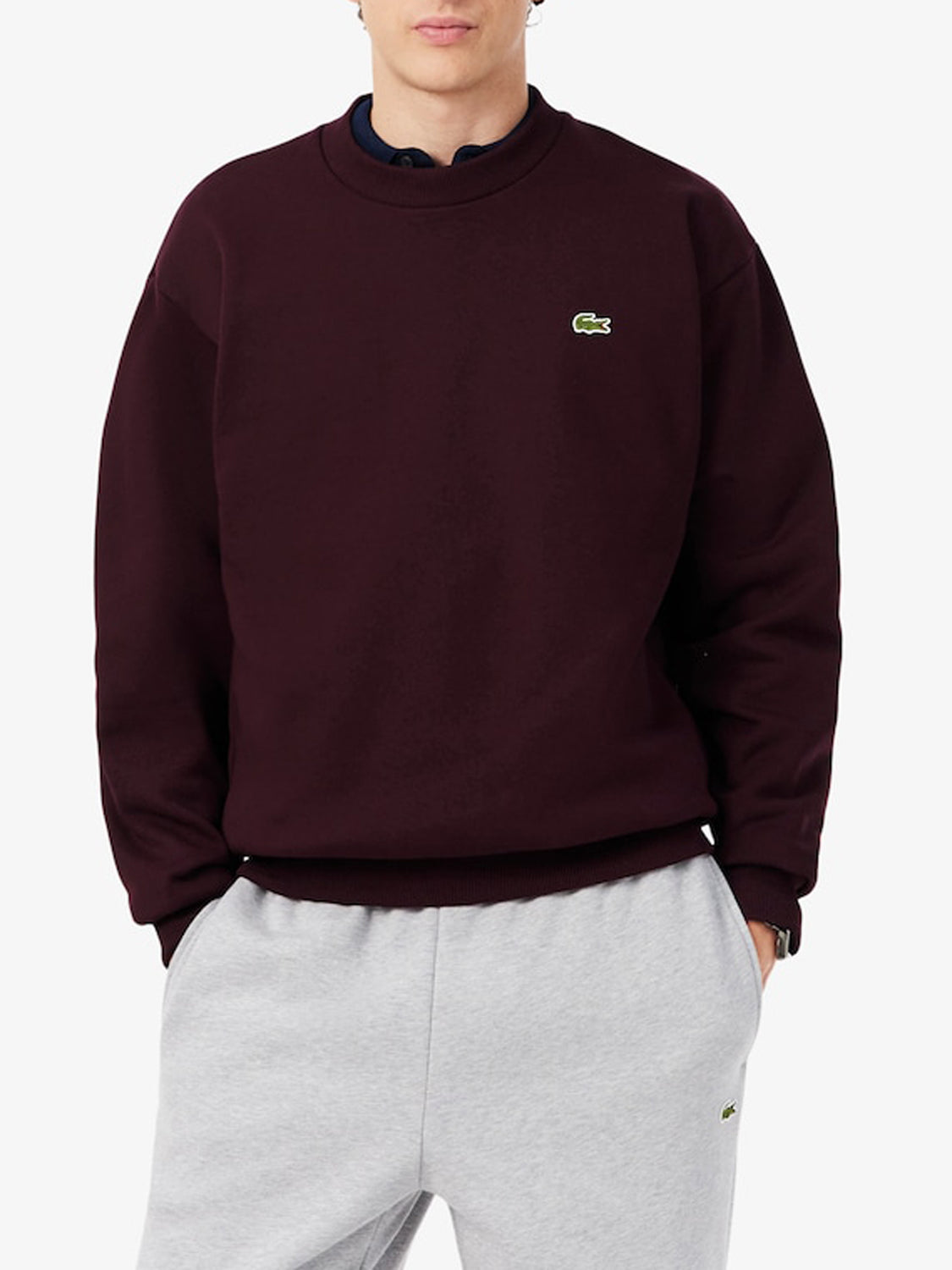 Lacoste Felpa Girocollo Uomo Marrone scuro