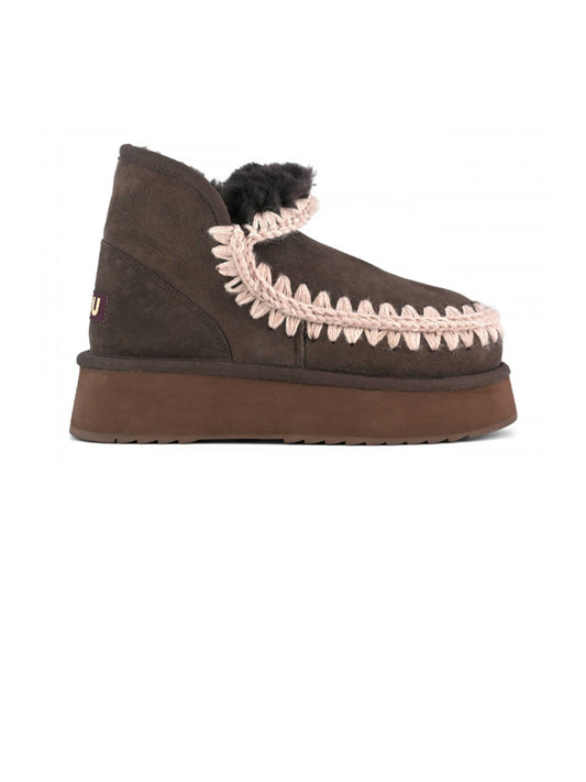 MOU Stivaletti Donna Mini Eskimo Platform Boot Marrone