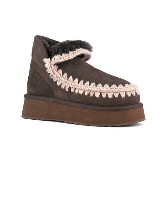 MOU Stivaletti Donna Mini Eskimo Platform Boot Marrone