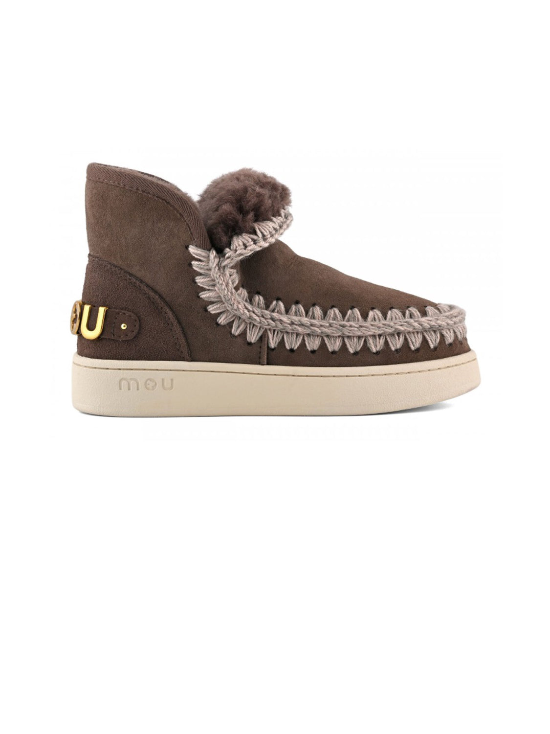 MOU Stivaletti Donna New Eskimo Sneaker Suede Lettr Marrone