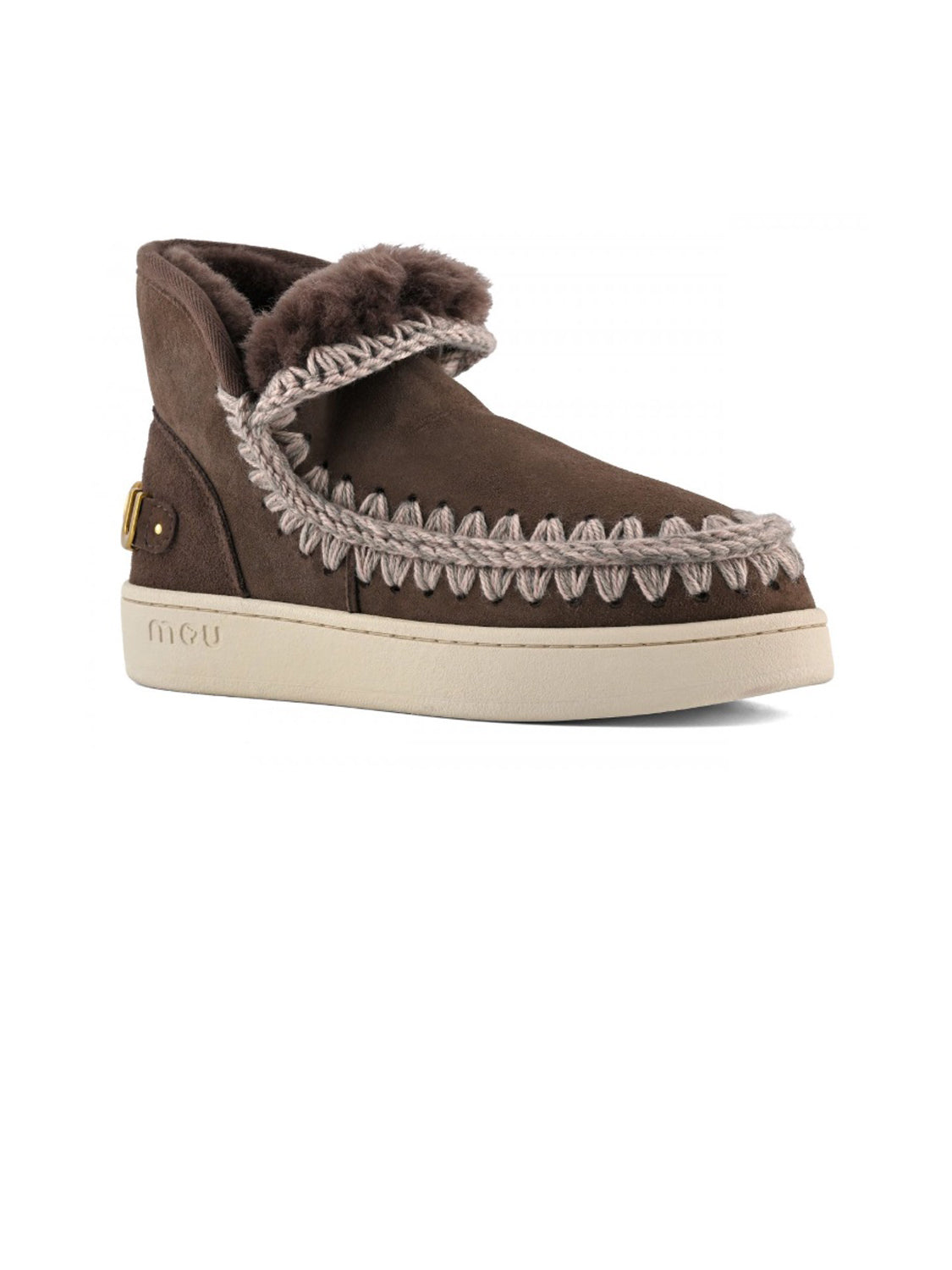 MOU Stivaletti Donna New Eskimo Sneaker Suede Lettr Marrone