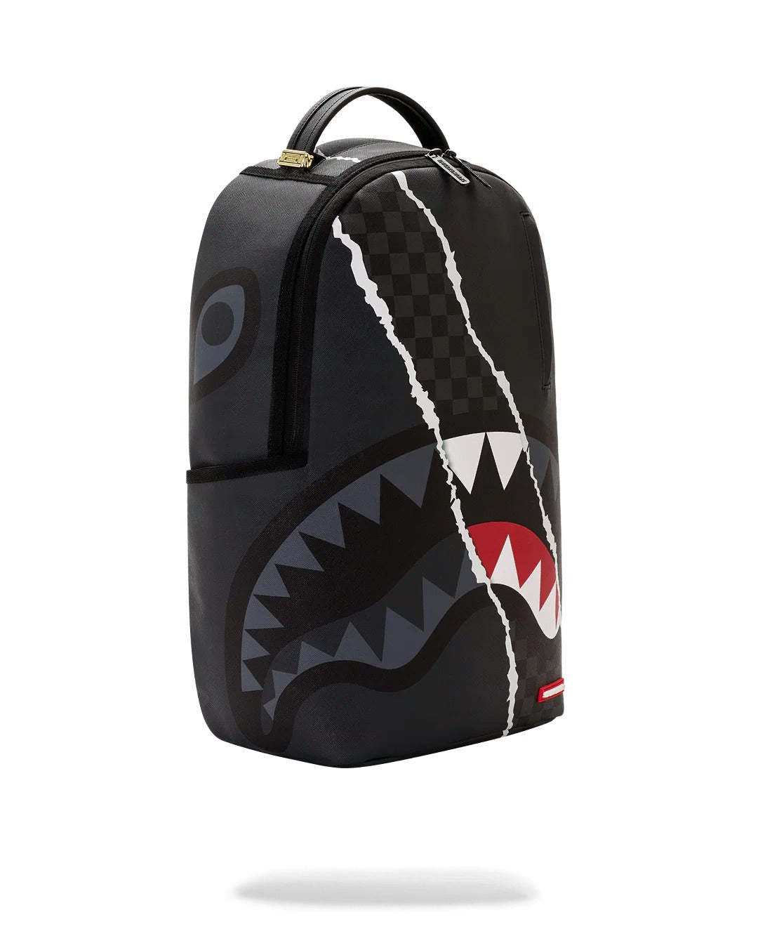 Sprayground Zaino Center rip revealing gray check Nero