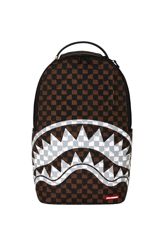 Sprayground Zaino Brown and cream drip check shark Nero