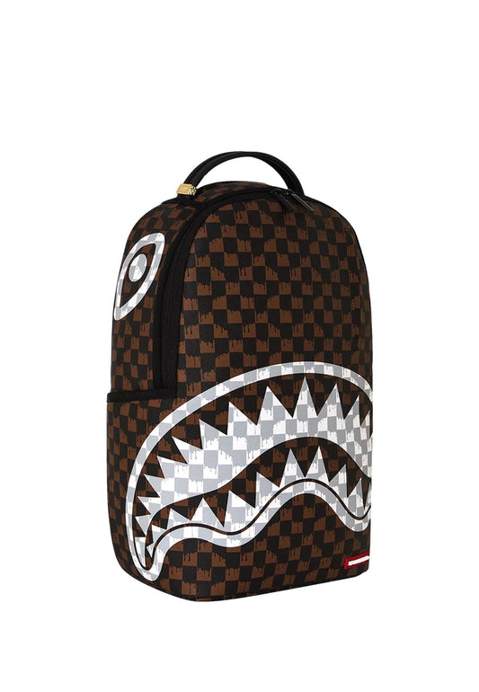 Sprayground Zaino Brown and cream drip check shark Nero