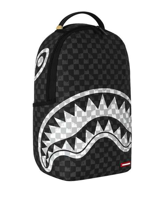 Zaino Black and white drip check shark Nero