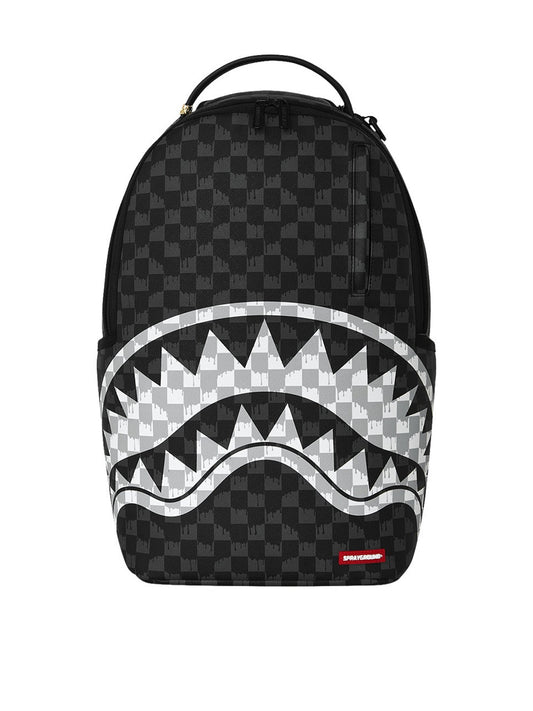 Zaino Black and white drip check shark Nero