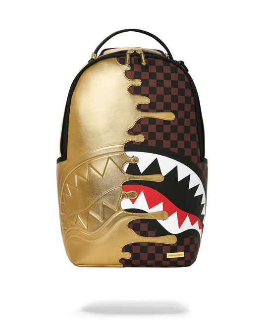 Sprayground Zaino Sharks in Paris gold drip Marrone