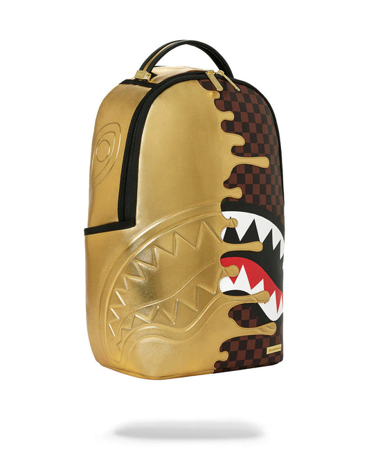 Sprayground Zaino Sharks in Paris gold drip Marrone