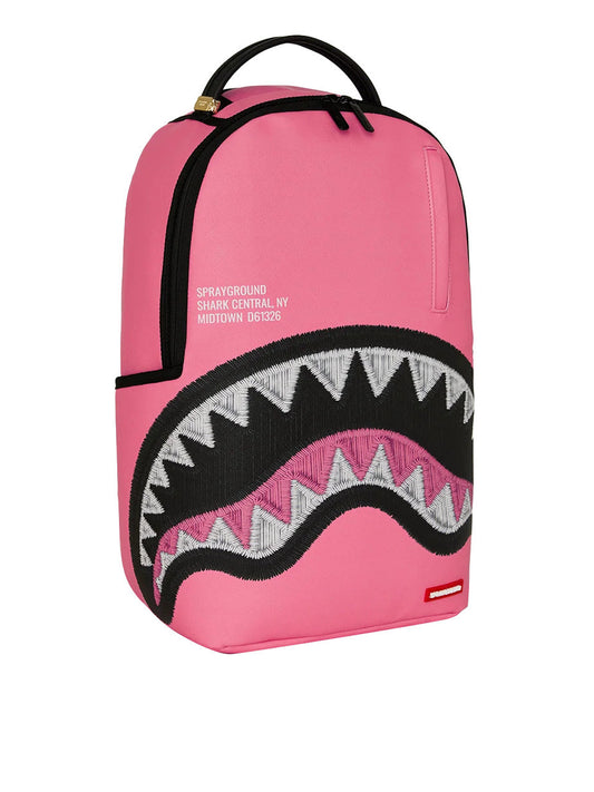Zaino Shark central pink embroidered Rosa