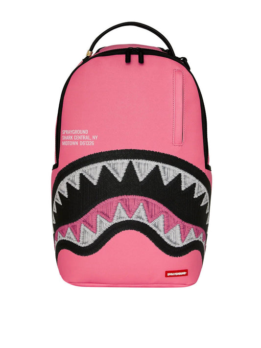 Zaino Shark central pink embroidered Rosa