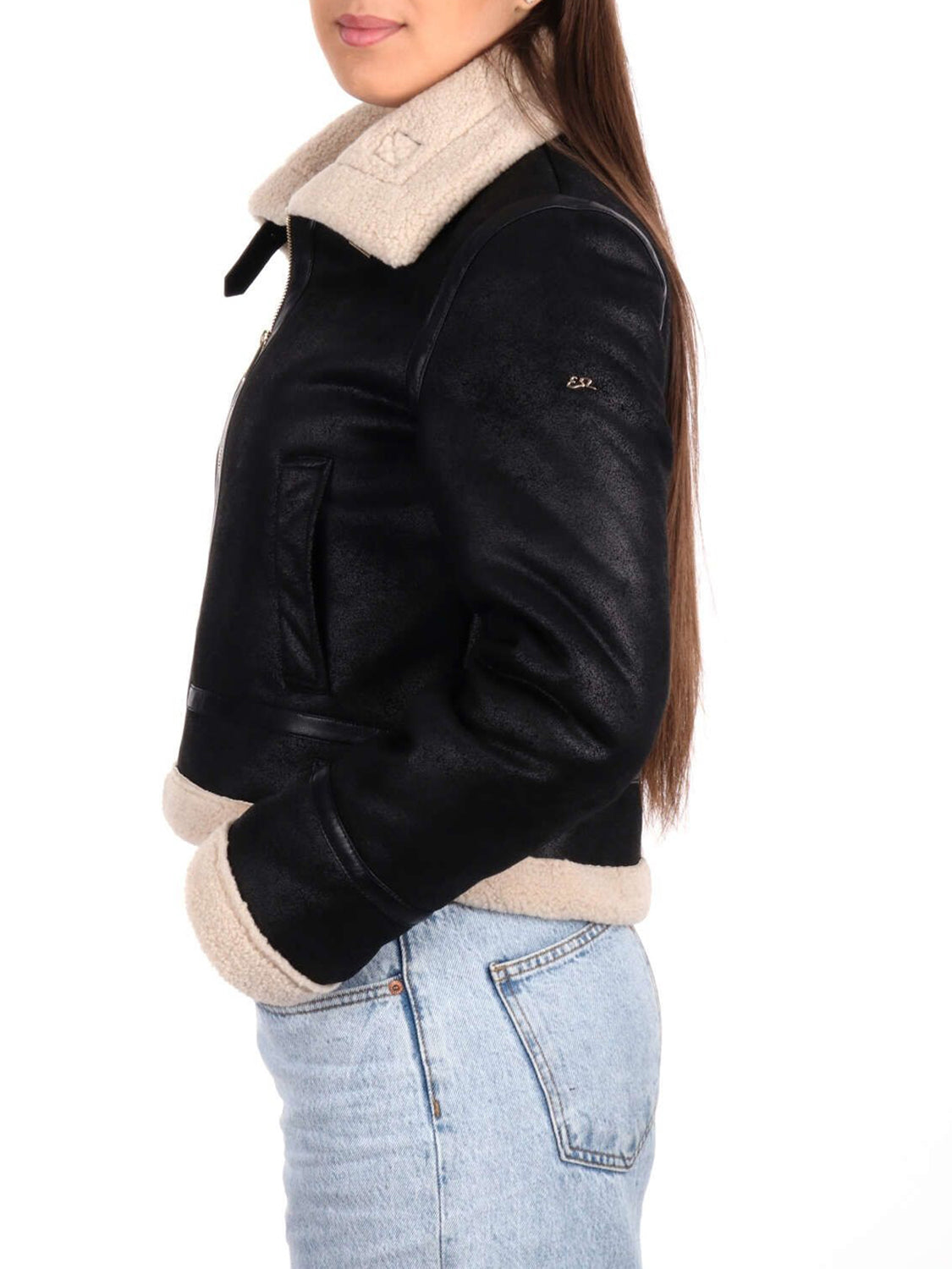YES ZEE Giacca in Pelle Donna Nero