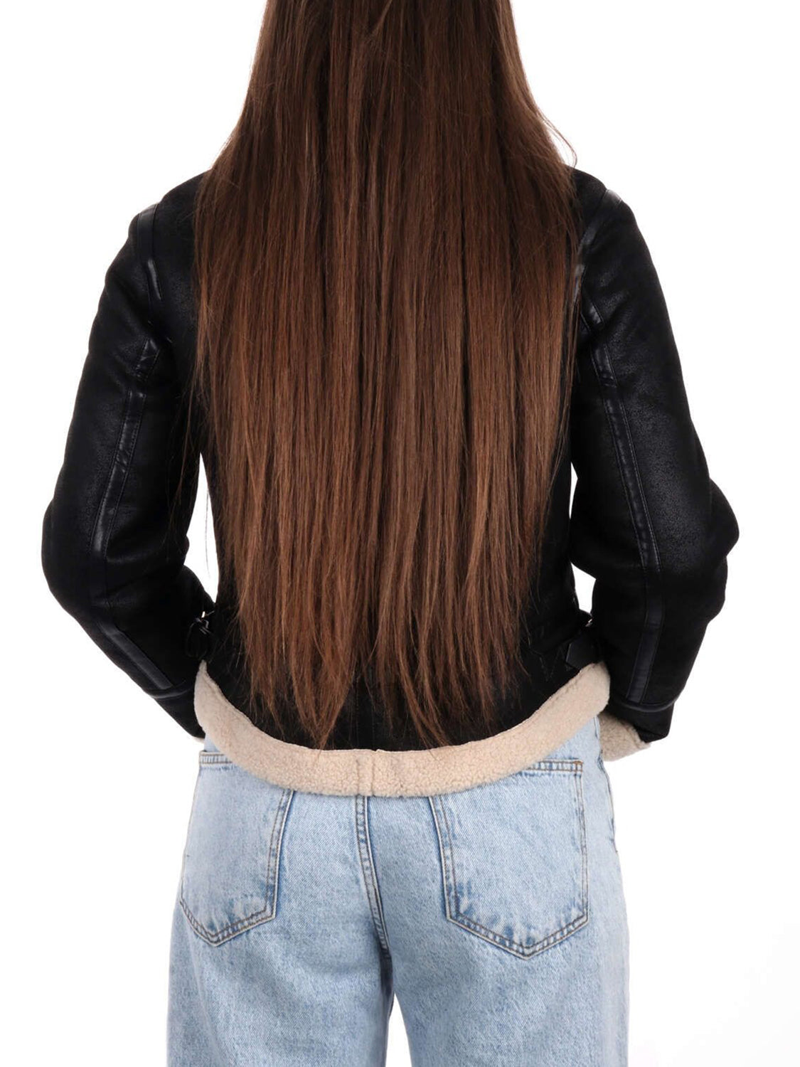 YES ZEE Giacca in Pelle Donna Nero