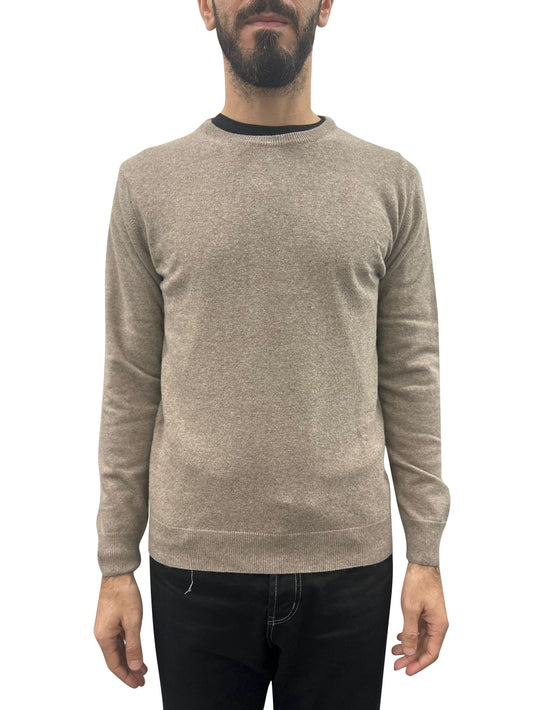 Pullover Uomo Girocollo Beige