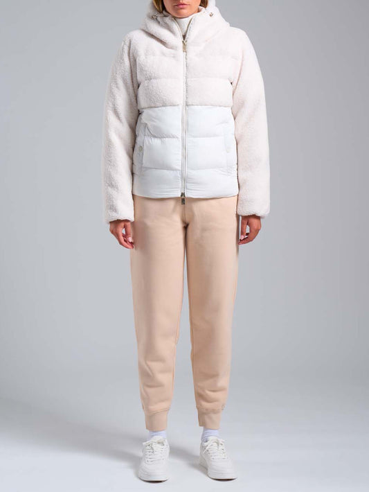 Piumino Donna Hybrid Teddy Jacket With Hoodie Bianco