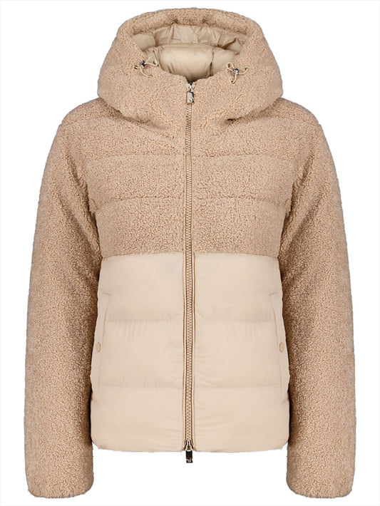 Piumino Donna Hybrid Teddy Jacket With Hoodie Beige