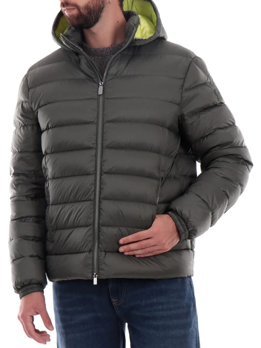 Piumino Uomo Real Down Jacket With Detac Hoody Verde