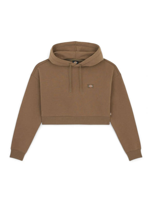 Felpa Girocollo Donna Oakport Cropped Hoodie Marrone