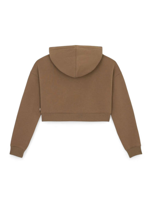 Felpa Girocollo Donna Oakport Cropped Hoodie Marrone