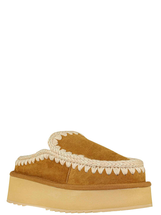 Ciabatte Donna Clog eskimo platform Marrone