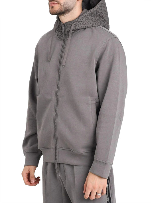 Felpa con Zip Uomo Grigio