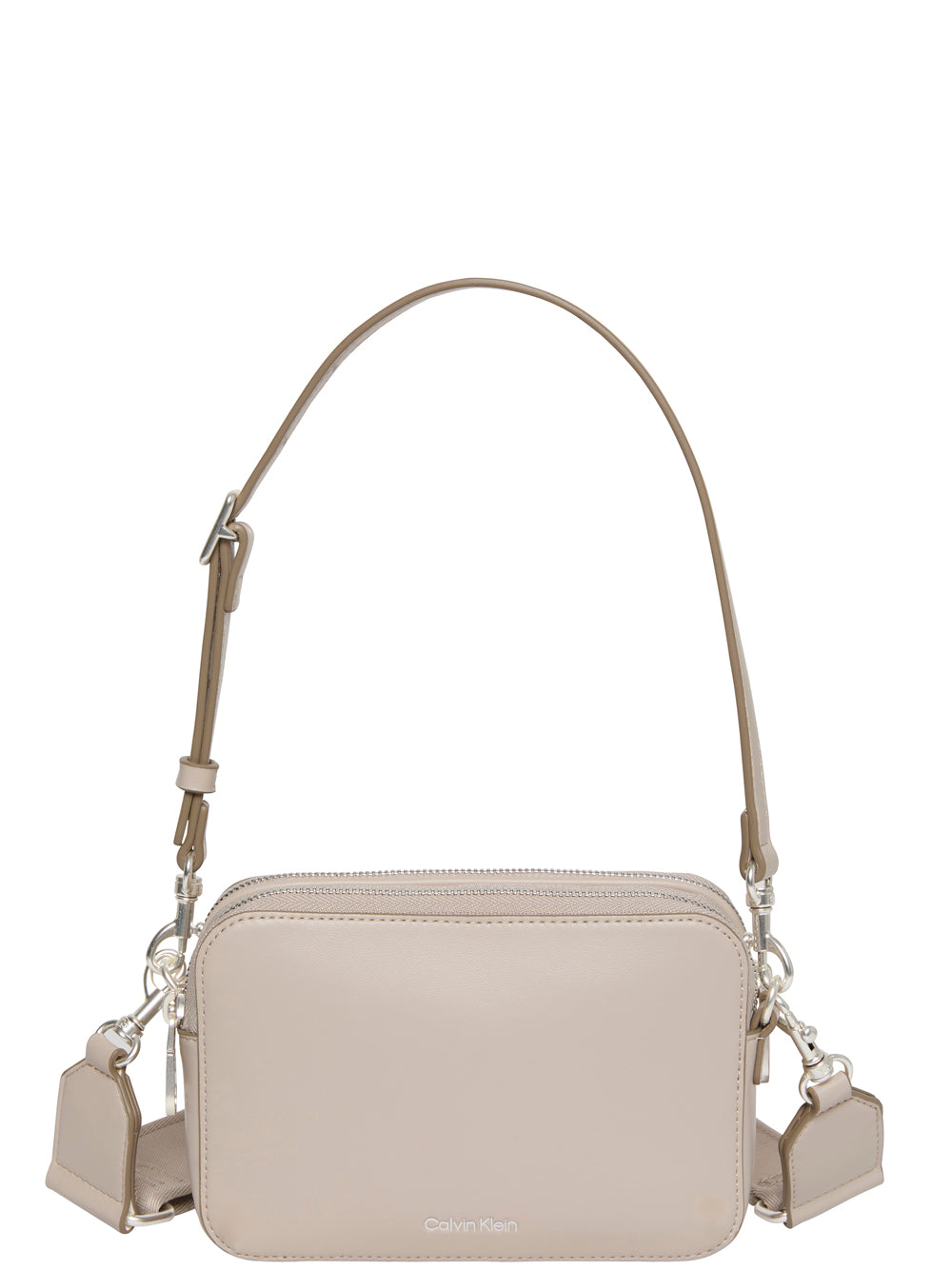 Calvin Klein Borsa a Spalla Donna Double Strap Camera Bag Beige