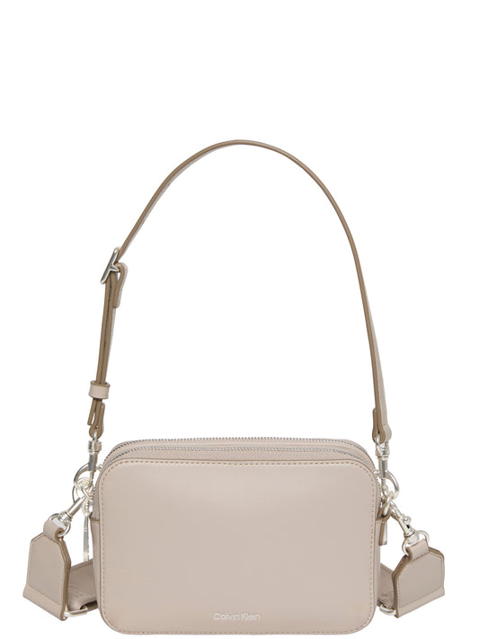 Calvin Klein Borsa a Spalla Donna Double Strap Camera Bag Beige
