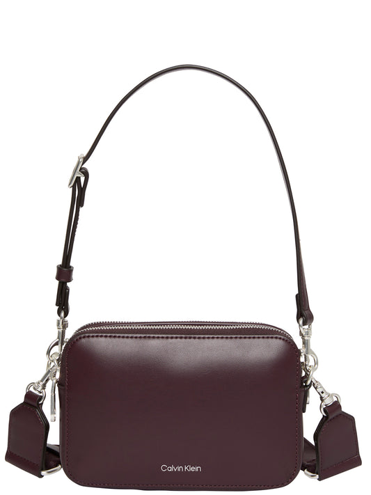 Calvin Klein Borsa a Spalla Donna Double Strap Camera Bag Bordeaux